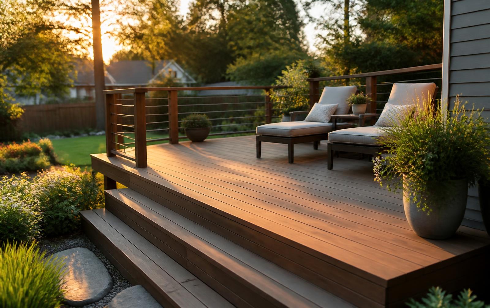 A finished cedar deck estimated and built with DIYBlueprintPro
